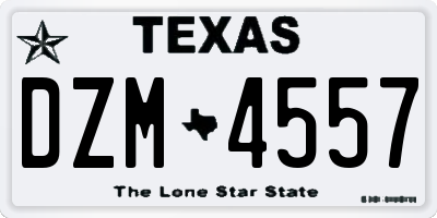 TX license plate DZM4557