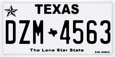 TX license plate DZM4563