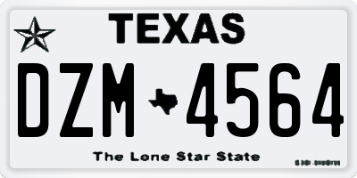 TX license plate DZM4564