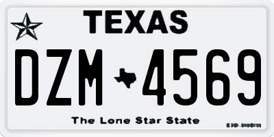TX license plate DZM4569