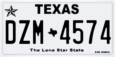 TX license plate DZM4574