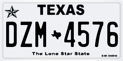 TX license plate DZM4576