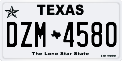TX license plate DZM4580