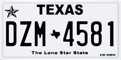 TX license plate DZM4581