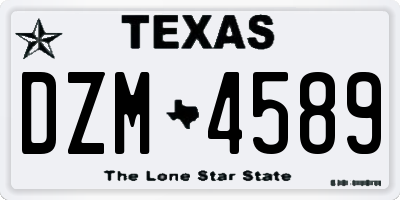 TX license plate DZM4589