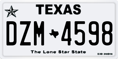 TX license plate DZM4598