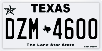 TX license plate DZM4600