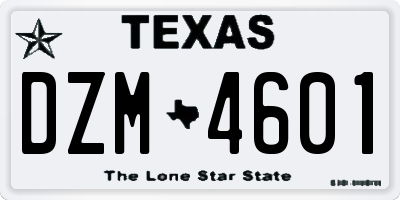 TX license plate DZM4601