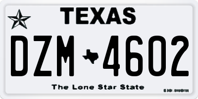 TX license plate DZM4602