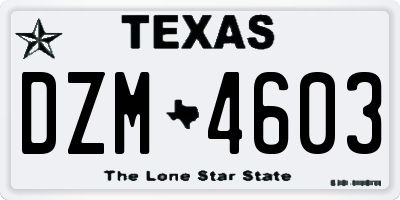TX license plate DZM4603