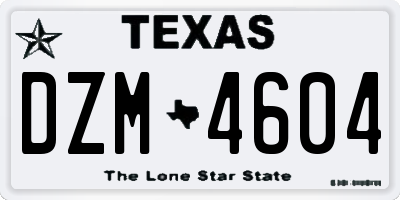 TX license plate DZM4604