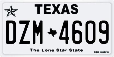 TX license plate DZM4609