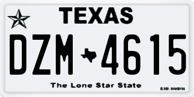 TX license plate DZM4615