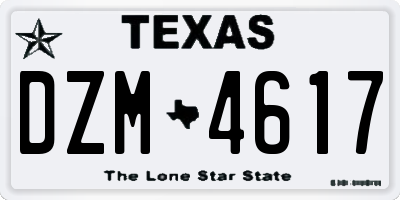 TX license plate DZM4617
