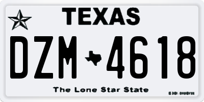 TX license plate DZM4618