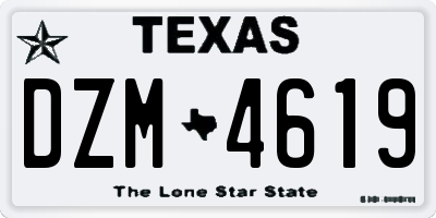 TX license plate DZM4619