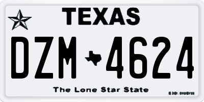 TX license plate DZM4624
