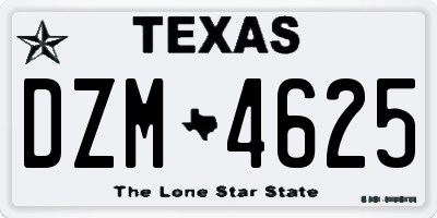 TX license plate DZM4625