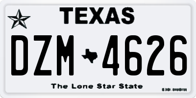 TX license plate DZM4626