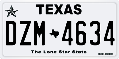 TX license plate DZM4634