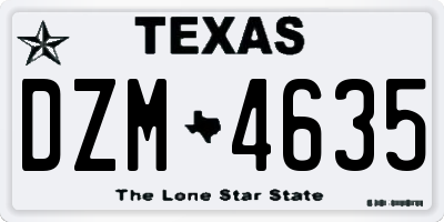 TX license plate DZM4635