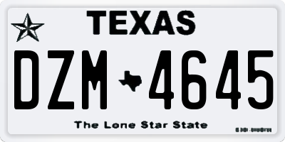 TX license plate DZM4645