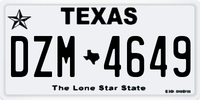 TX license plate DZM4649