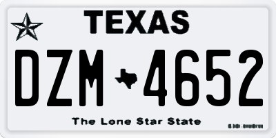 TX license plate DZM4652
