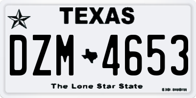 TX license plate DZM4653