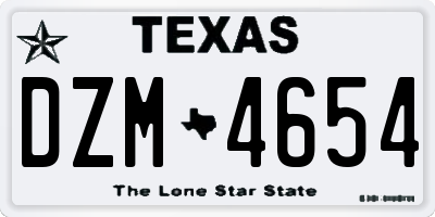 TX license plate DZM4654