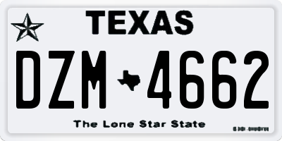 TX license plate DZM4662