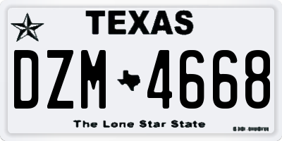 TX license plate DZM4668