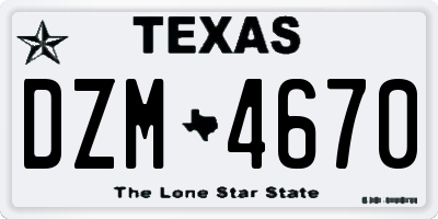 TX license plate DZM4670