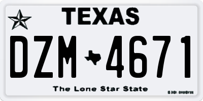 TX license plate DZM4671