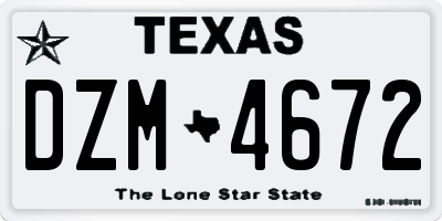 TX license plate DZM4672
