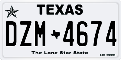 TX license plate DZM4674
