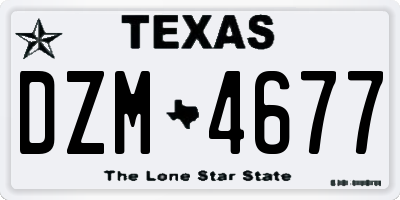 TX license plate DZM4677