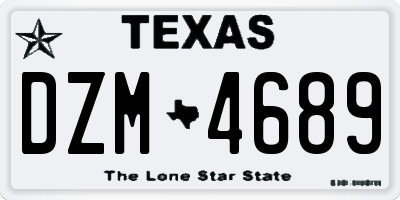 TX license plate DZM4689