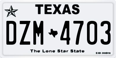 TX license plate DZM4703