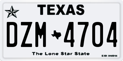 TX license plate DZM4704