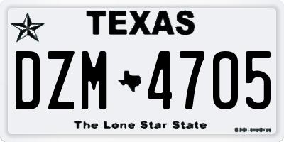 TX license plate DZM4705