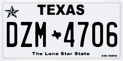TX license plate DZM4706