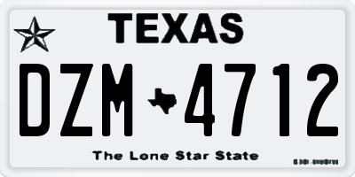 TX license plate DZM4712