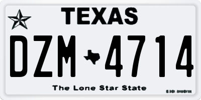 TX license plate DZM4714