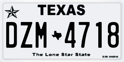 TX license plate DZM4718