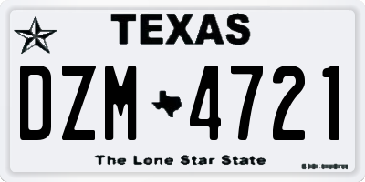TX license plate DZM4721