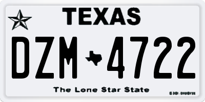 TX license plate DZM4722