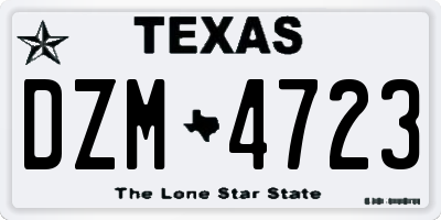 TX license plate DZM4723