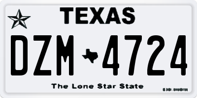 TX license plate DZM4724