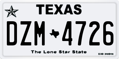 TX license plate DZM4726